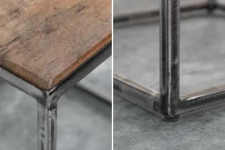 Industrial Beistelltisch BARRACUDA 40cm recyceltes Massivholz mit geflexten Beinen