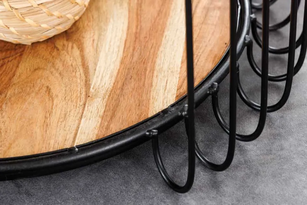 Industrial Beistelltisch TRUE ELEMENTS 50cm natur Akazie Massivholz