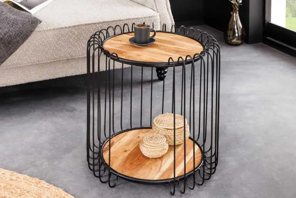 Industrial Beistelltisch TRUE ELEMENTS 50cm natur Akazie Massivholz
