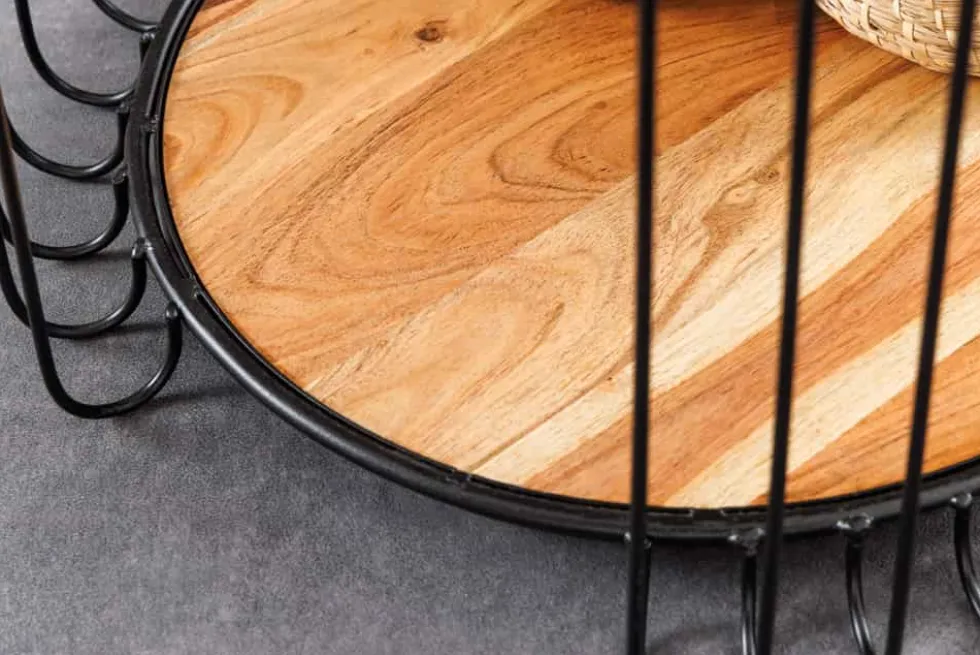 Industrial Beistelltisch TRUE ELEMENTS 50cm natur Akazie Massivholz