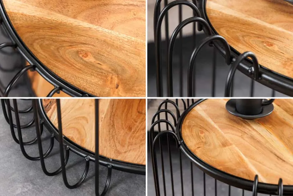 Industrial Beistelltisch TRUE ELEMENTS 50cm natur Akazie Massivholz