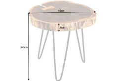 Industrial Beistelltisch GOA 40cm natur Akazie Massivholz Baumstamm rund Hairpin Legs