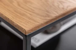 Industrial Couchtisch APARTMENT 95cm Massivholz Eiche geölt mit Ablage Metallgestell schwarz