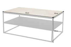 Industrial Couchtisch APARTMENT 95cm Massivholz Eiche geölt mit Ablage Metallgestell schwarz