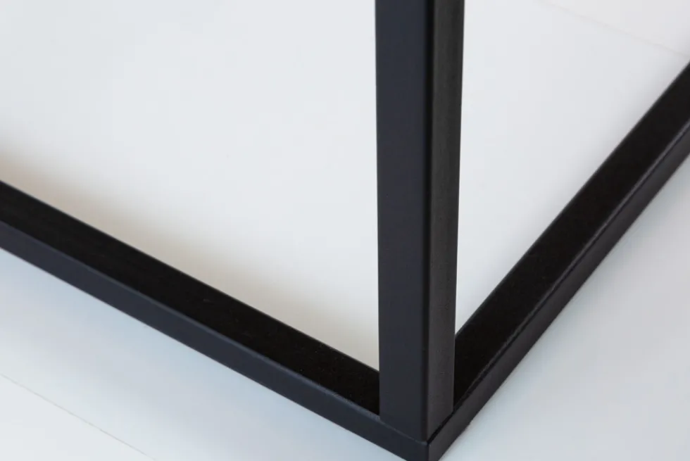 Industrial Couchtisch ARCHITECTURE 100cm Wildeiche geölt schwarzes Metallgestell Massivholz