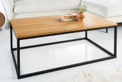 Industrial Couchtisch ARCHITECTURE 100cm Wildeiche geölt schwarzes Metallgestell Massivholz