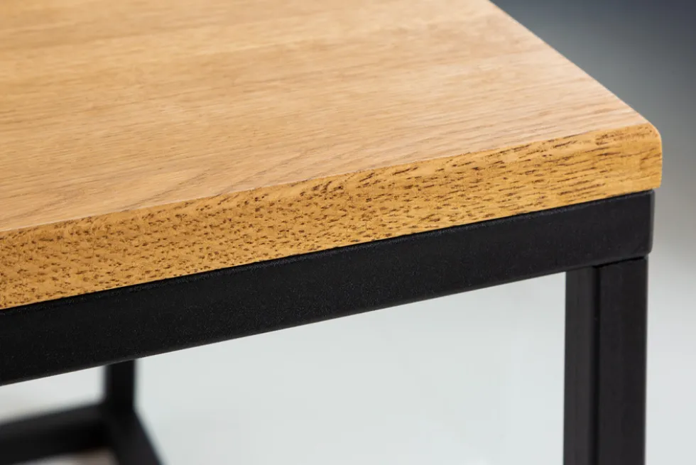 Industrial Couchtisch ARCHITECTURE 100cm Wildeiche geölt schwarzes Metallgestell Massivholz