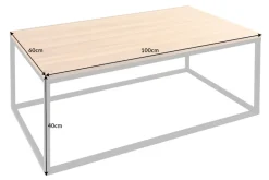 Industrial Couchtisch ARCHITECTURE 100cm Wildeiche geölt schwarzes Metallgestell Massivholz