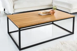 Industrial Couchtisch ARCHITECTURE 100cm Wildeiche geölt schwarzes Metallgestell Massivholz