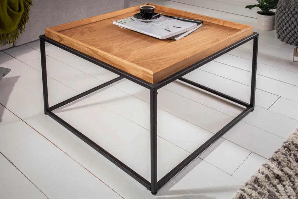 Industrial Couchtisch ELEMENTS 60cm Eiche natur abnehmbares Tablett
