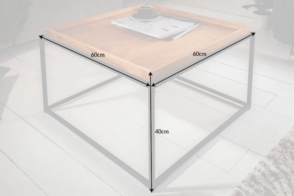 Industrial Couchtisch ELEMENTS 60cm Eiche natur abnehmbares Tablett