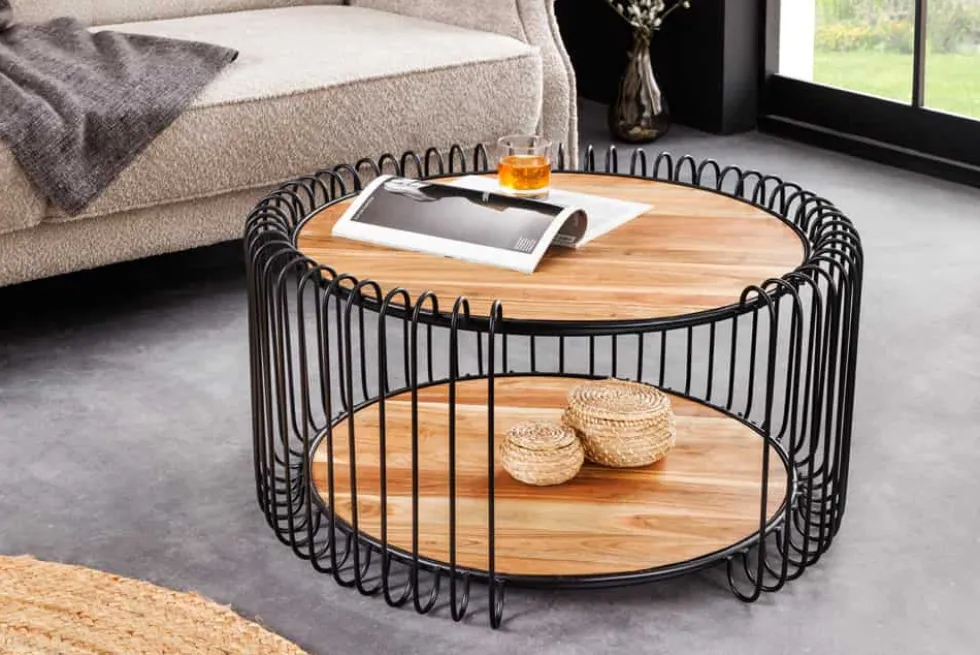 Industrial Couchtisch TRUE ELEMENTS 70cm natur Akazie Massivholz