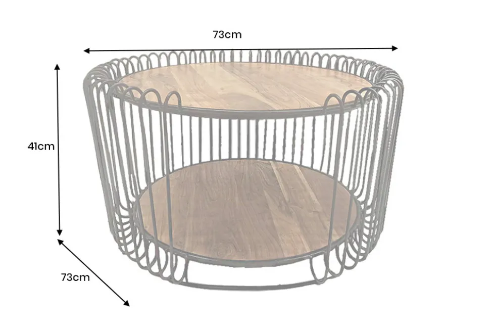 Industrial Couchtisch TRUE ELEMENTS 70cm natur Akazie Massivholz