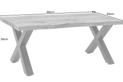 Industrial Couchtisch WILD 90cm grau Wildeichen-Design schwarz Metall Baumkante