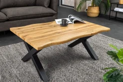Industrial Couchtisch WILD 90cm braun Wildeichen-Optik schwarz Metall Baumkante