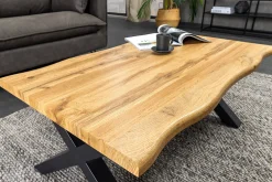 Industrial Couchtisch WILD 90cm braun Wildeichen-Optik schwarz Metall Baumkante
