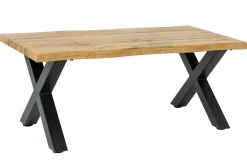 Industrial Couchtisch WILD 90cm braun Wildeichen-Optik schwarz Metall Baumkante