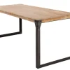 Industrial Design Esstisch FACTORY 160cm Akazie teak-grau weiß gekälkt Metallbeine Kufe