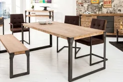 Industrial Design Esstisch FACTORY 160cm Akazie teak-grau weiß gekälkt Metallbeine Kufe