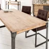 Industrial Design Esstisch FACTORY 200cm Akazie teak-grau weiß gekälkt Metallbeine Kufe