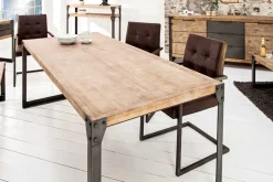 Industrial Design Esstisch FACTORY 200cm Akazie teak-grau weiß gekälkt Metallbeine Kufe