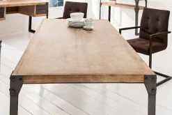 Industrial Design Esstisch FACTORY 200cm Akazie teak-grau weiß gekälkt Metallbeine Kufe