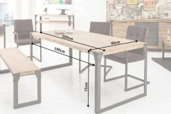 Industrial Design Esstisch FACTORY 200cm Akazie teak-grau weiß gekälkt Metallbeine Kufe