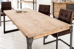 Industrial Design Esstisch FACTORY 200cm Akazie teak-grau weiß gekälkt Metallbeine Kufe