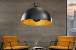 Industrial Design Hängelampe STUDIO 55cm schwarz Blattgold-Optik Hängeleuchte