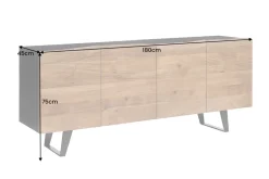 Industrial Design Sideboard ORGANIC ARTWORK 180cm Akazie Massivholz Eisengestell