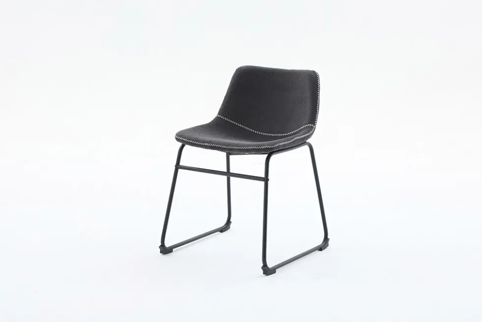 Industrial Design Stuhl DJANGO grau Cord mit Metallgestell
