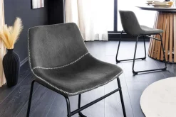 Industrial Design Stuhl DJANGO grau Cord mit Metallgestell