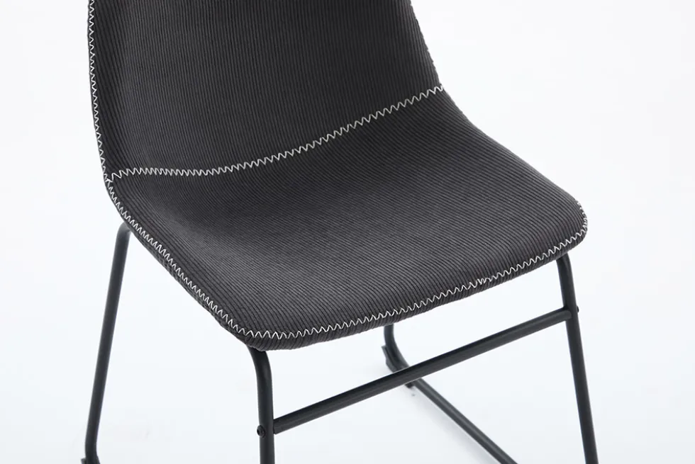 Industrial Design Stuhl DJANGO grau Cord mit Metallgestell