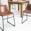 Industrial Design Stuhl DJANGO vintage braun mit Eisengestell