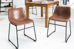 Industrial Design Stuhl DJANGO vintage braun mit Eisengestell