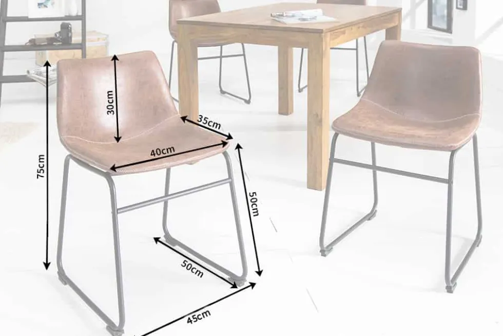 Industrial Design Stuhl DJANGO vintage braun mit Eisengestell