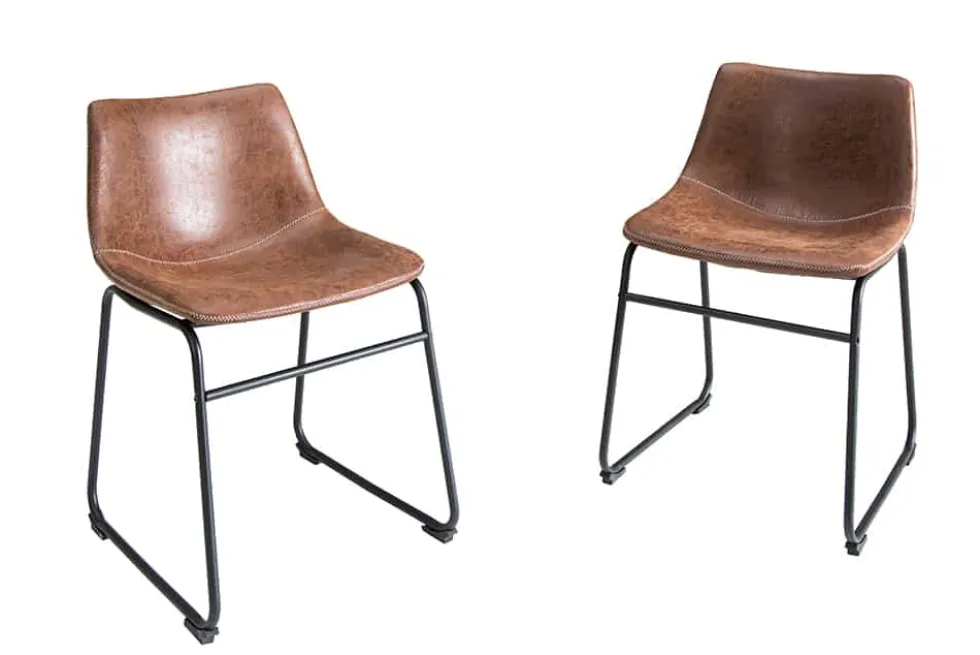 Industrial Design Stuhl DJANGO vintage braun mit Eisengestell