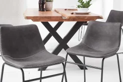 Industrial Design Stuhl DJANGO vintage grau mit Eisengestell