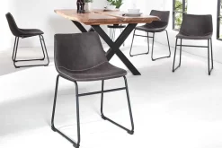 Industrial Design Stuhl DJANGO vintage grau mit Eisengestell
