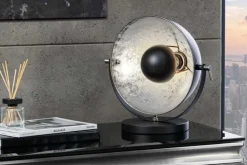 Industrial Design Tischlampe STUDIO 40cm schwarz Blattsilber-Optik neigbarer Schirm