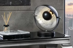 Industrial Design Tischlampe STUDIO 40cm schwarz Blattsilber-Optik neigbarer Schirm