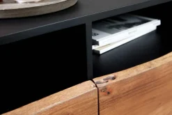 Industrial Design TV-Board ORGANIC ARTWORK 140cm Akazie Massivholz Eisengestell