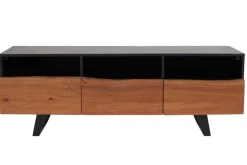Industrial Design TV-Board ORGANIC ARTWORK 140cm Akazie Massivholz Eisengestell