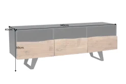 Industrial Design TV-Board ORGANIC ARTWORK 140cm Akazie Massivholz Eisengestell