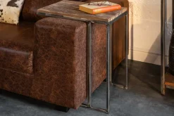 Industrial 2er Set Beistelltische BARRACUDA 45cm Salholz Massivholz geflextes Metallgestell