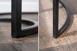 Industrial 2er Set Beistelltische ELEMENTS 60cm Mangoholz massiv rund schwarzes Metallgestell