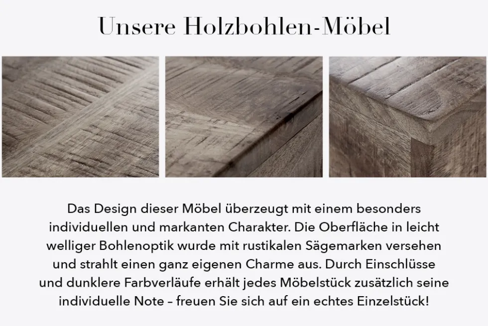 Industrial 2er Set Beistelltische ELEMENTS 60cm grau Mangoholz massiv rund schwarz Metall