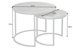 Industrial 2er Set Beistelltische ELEMENTS 60cm grau Mangoholz massiv rund schwarz Metall