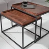 Industrial 2er Set Couchtisch ELEMENTS 60cm Mocha Buche abnehmbares Tablett