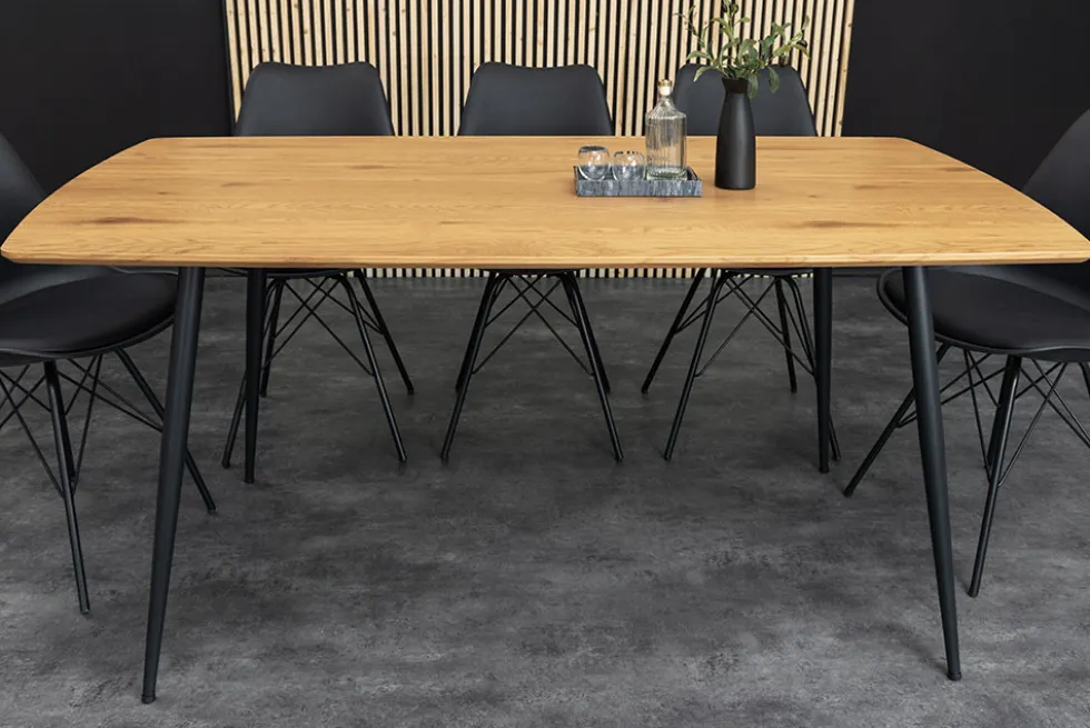 Industrial Esstisch APARTMENT 120cm natur Wildeiche schwarzes Metallgestell